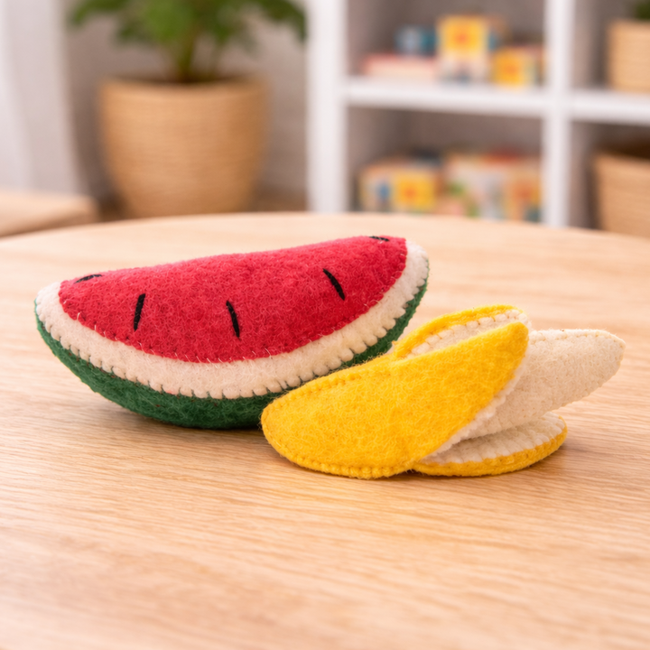 Papoose Felt Banana and Watermelon Set