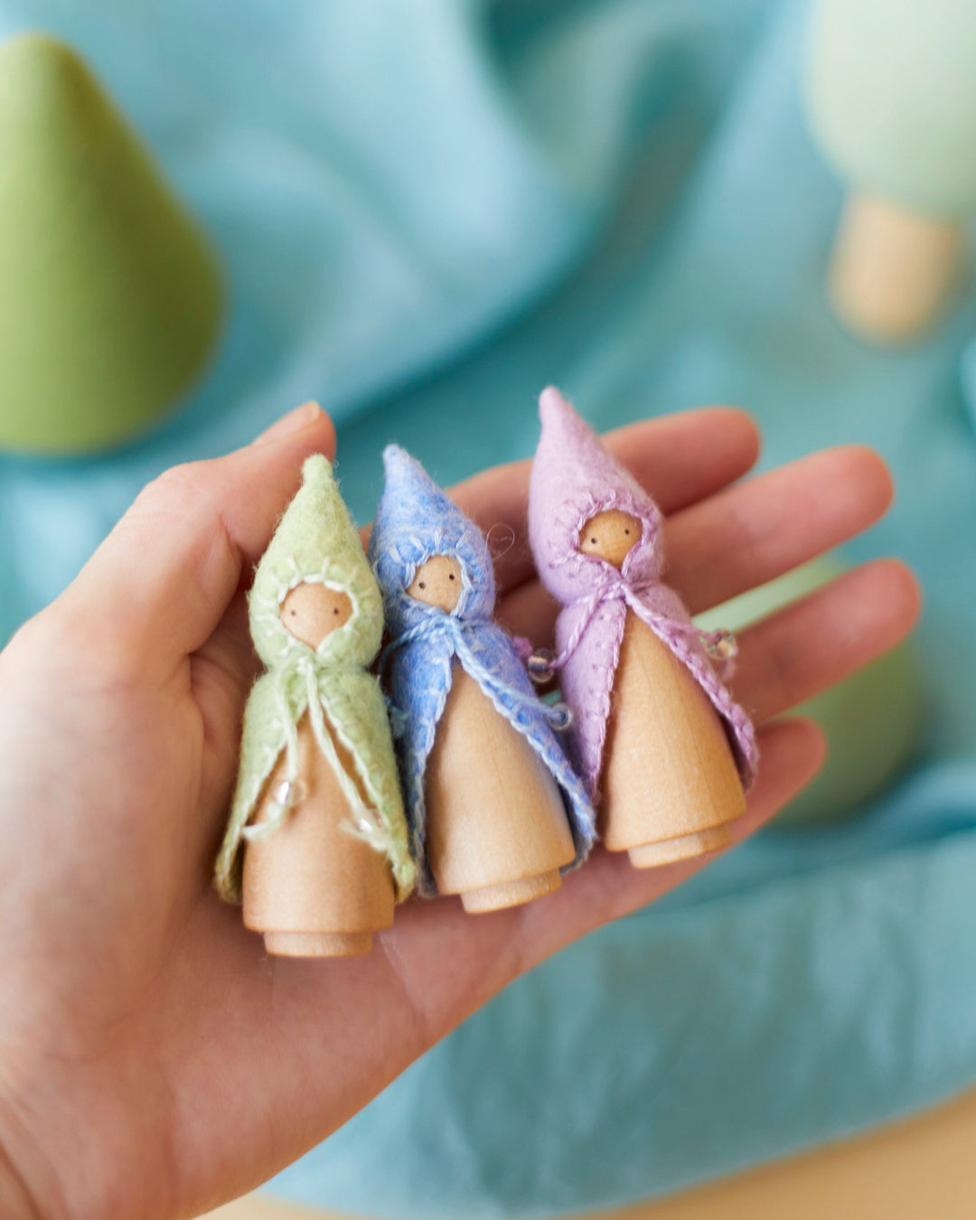 Mini Pastel Rainbow Wooden Gnome Set