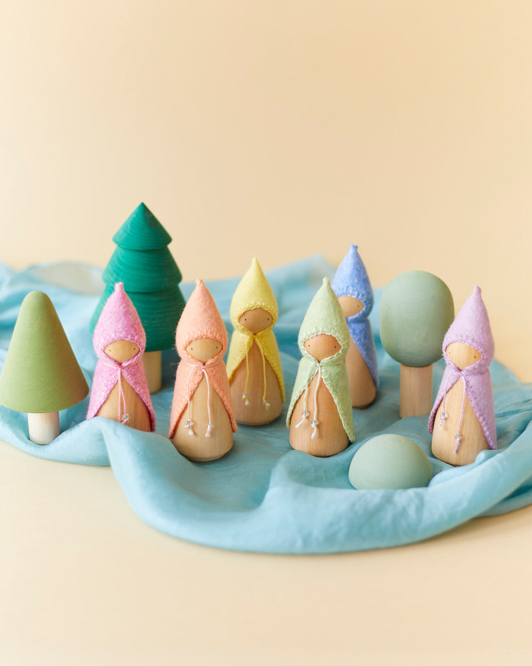 Pastel Orange Wooden Gnome