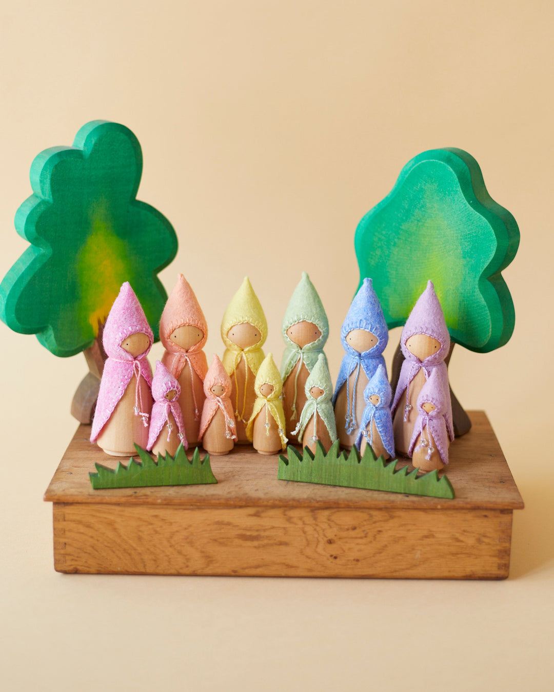 Mini Pastel Orange Wooden Gnome
