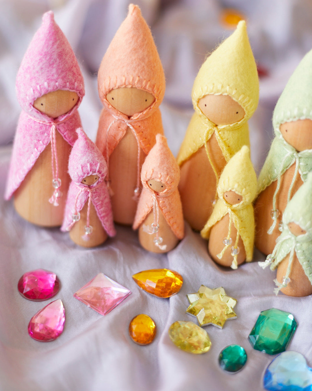 Mini Pastel Orange Wooden Gnome