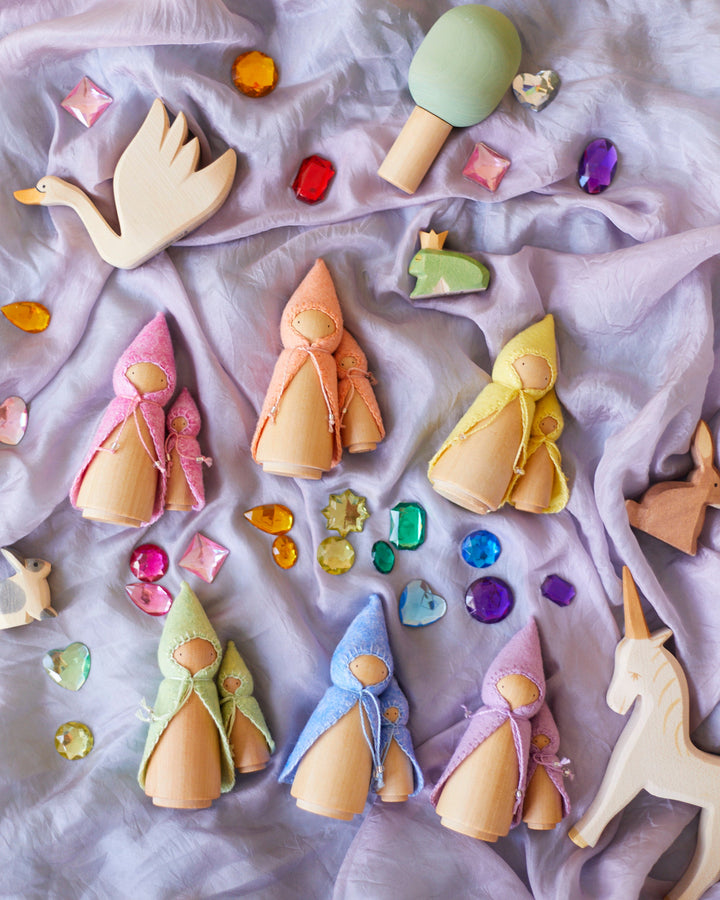Mini Pastel Orange Wooden Gnome