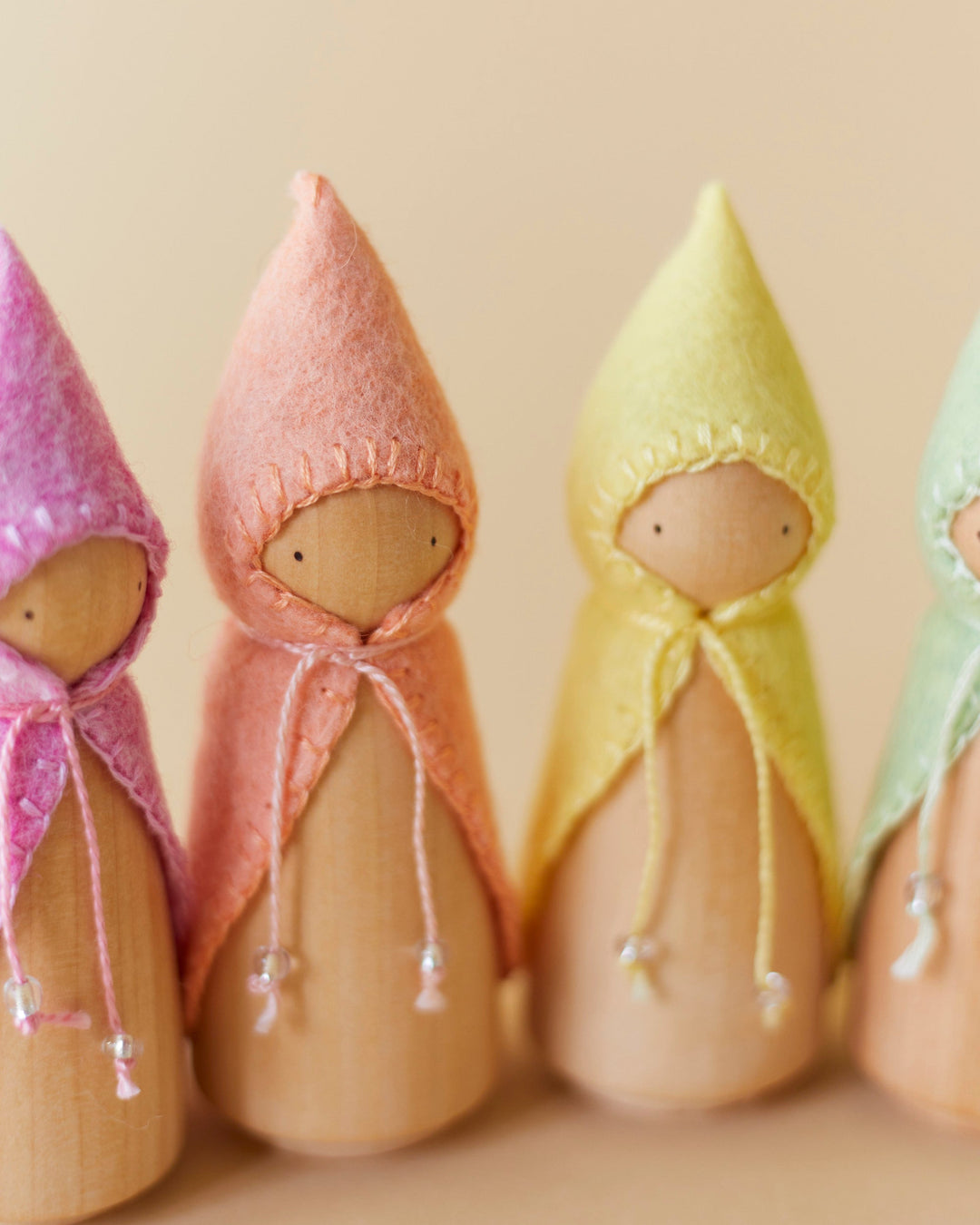 Pastel Orange Wooden Gnome