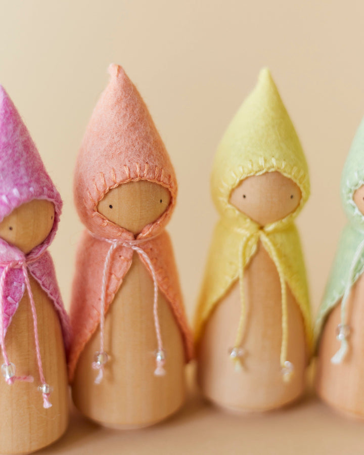 Pastel Orange Wooden Gnome