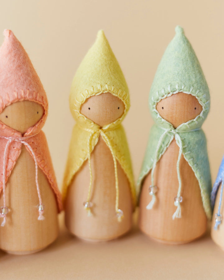 Pastel Rainbow Wooden Gnome Set