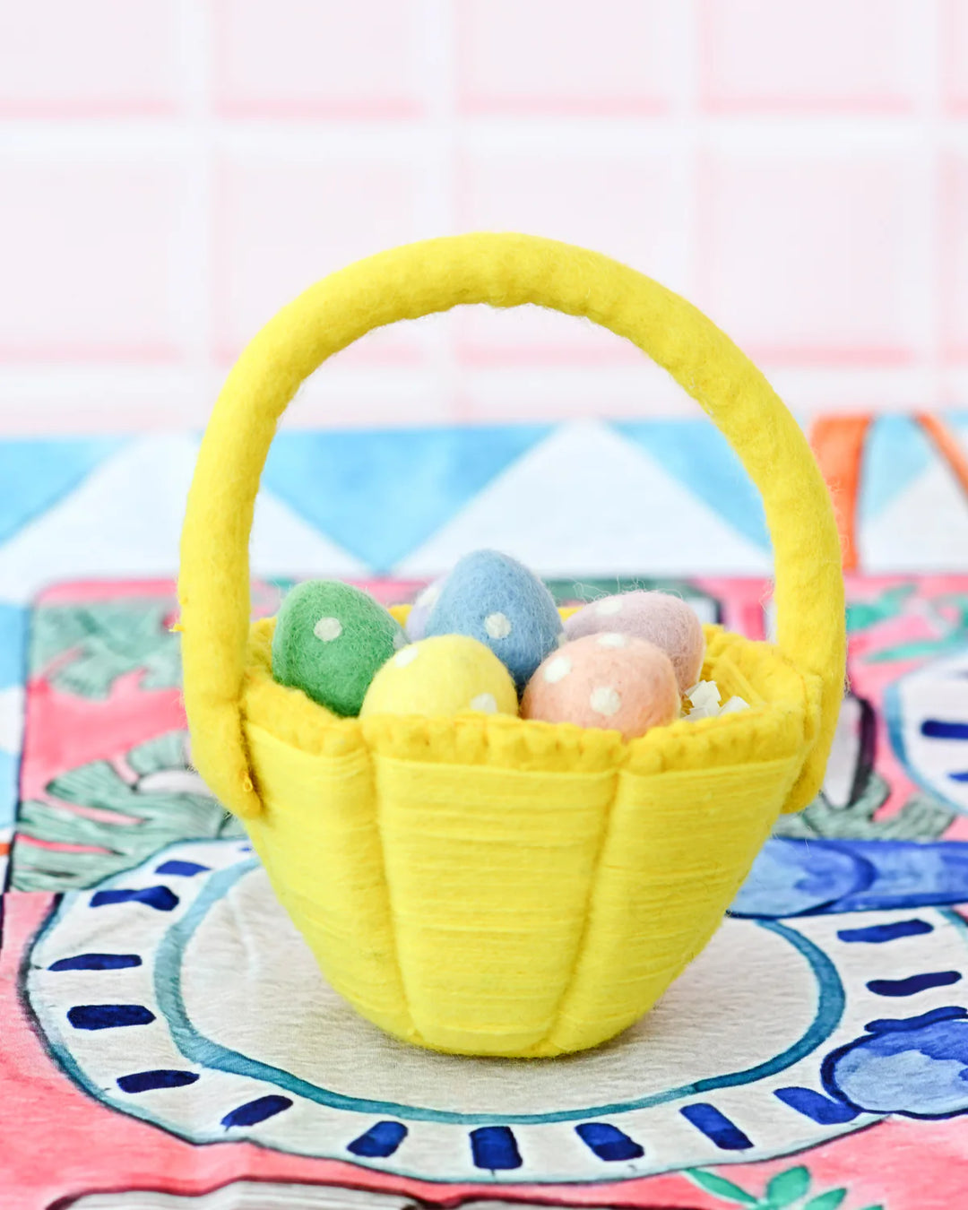 Sale Petite Yellow Felt Easter Basket