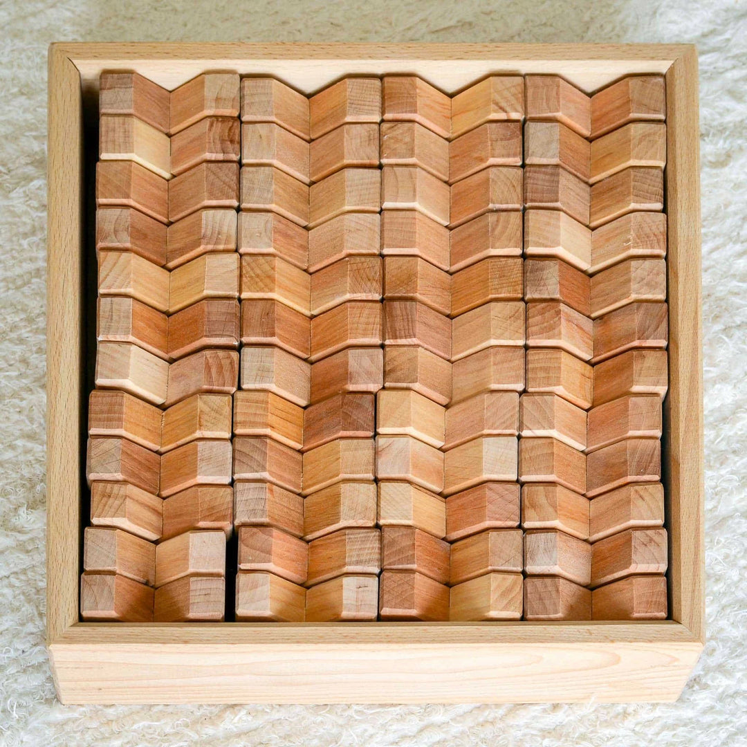 Bauspiel X-Blocks, 48-Piece Set in Wooden Tray