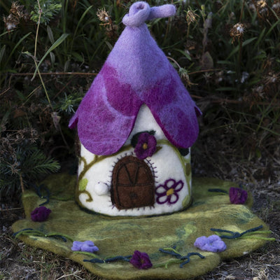 Sale Purple Flower Fairy House and Mat