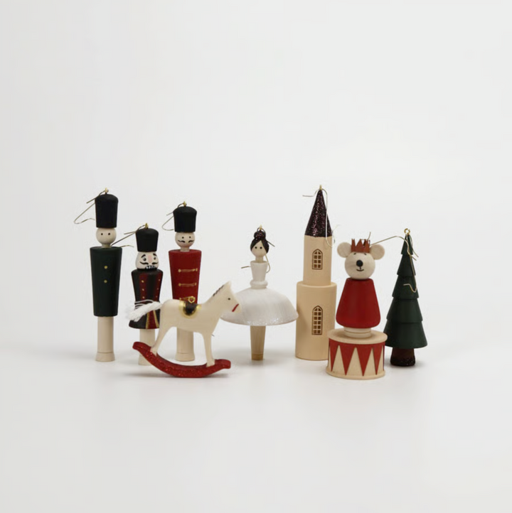Sale Sabo Concept Wooden Christmas Ornaments – Nutcracker, Ballerina, Mouse King &amp; Soldiers (9-Piece Set)