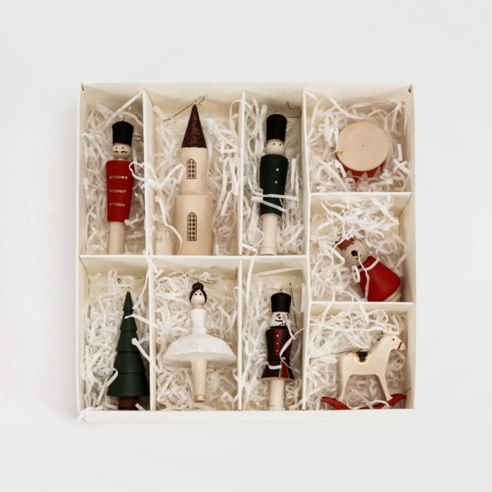 Sale Sabo Concept Wooden Christmas Ornaments – Nutcracker, Ballerina, Mouse King & Soldiers (9-Piece Set)