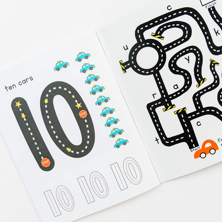 Road Trace Activity Book: Alphabet &amp; Numbers Learning