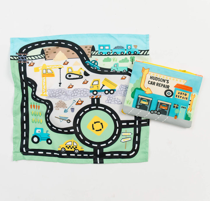 Toy Car Mat &amp; Pouch: All-in-one Travel Entertainment!