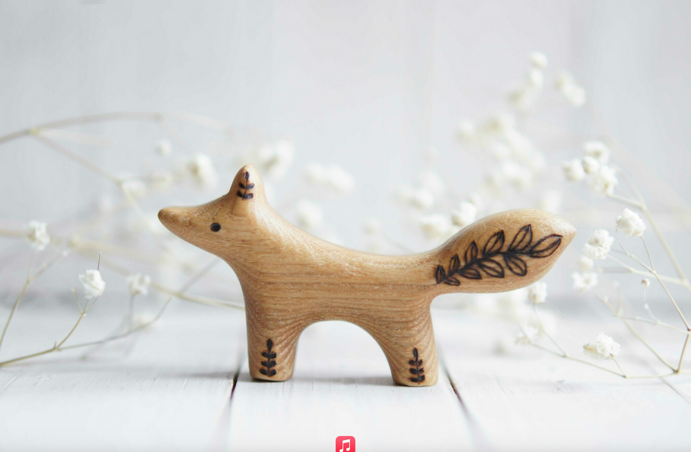 Wooden Standing Baby Fox