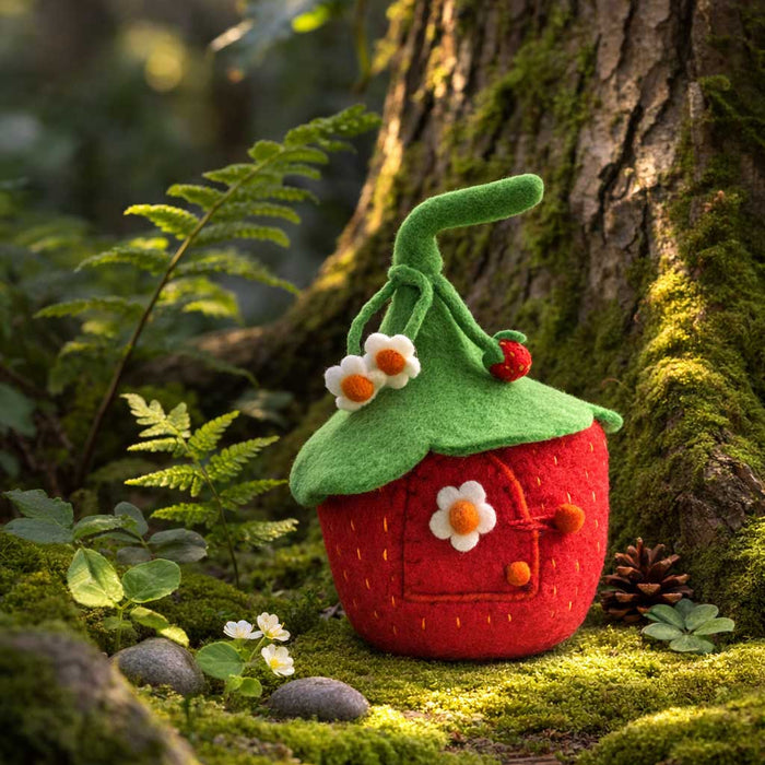 Strawberry Buttercup Fairy Felt Home