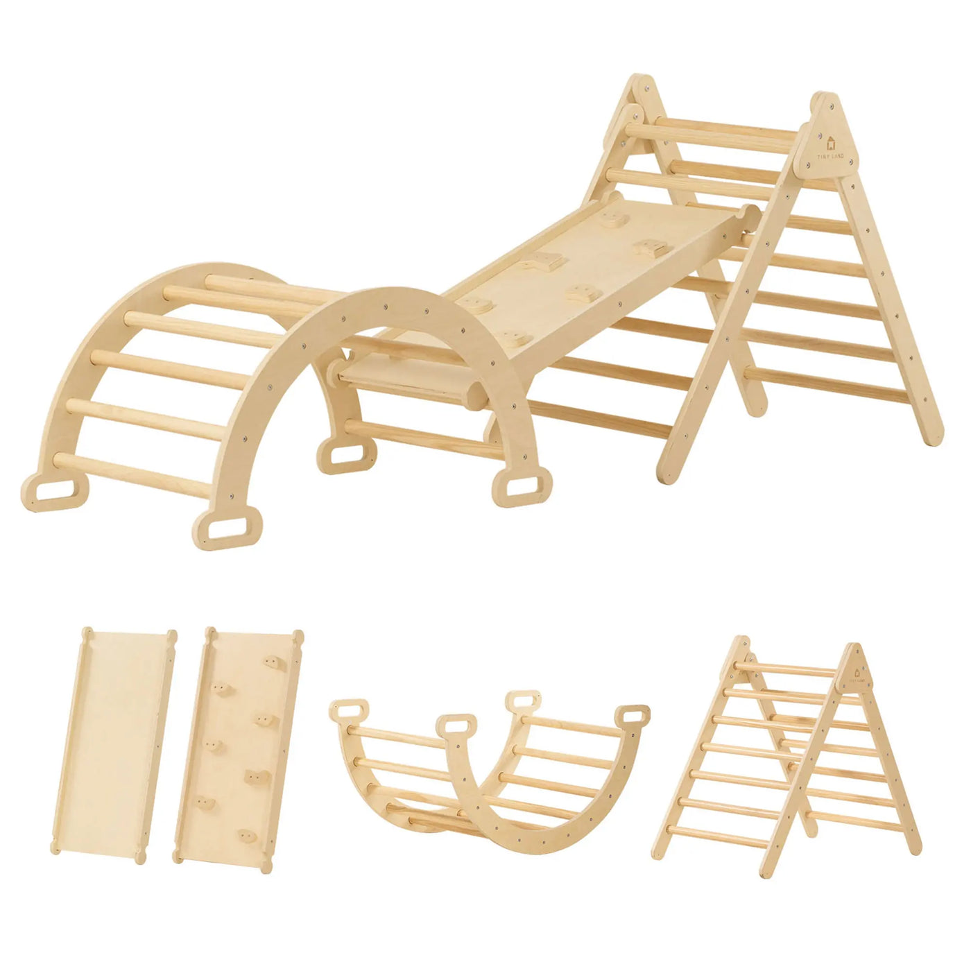 Tiny Land® Pikler Triangle 7-in-1 Montessori Climbing Set