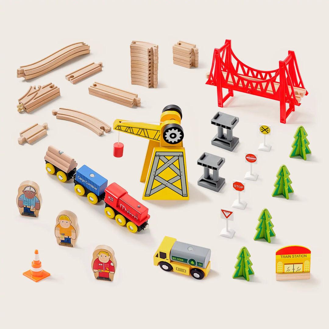 Tiny Land® Wooden Train Set for Children