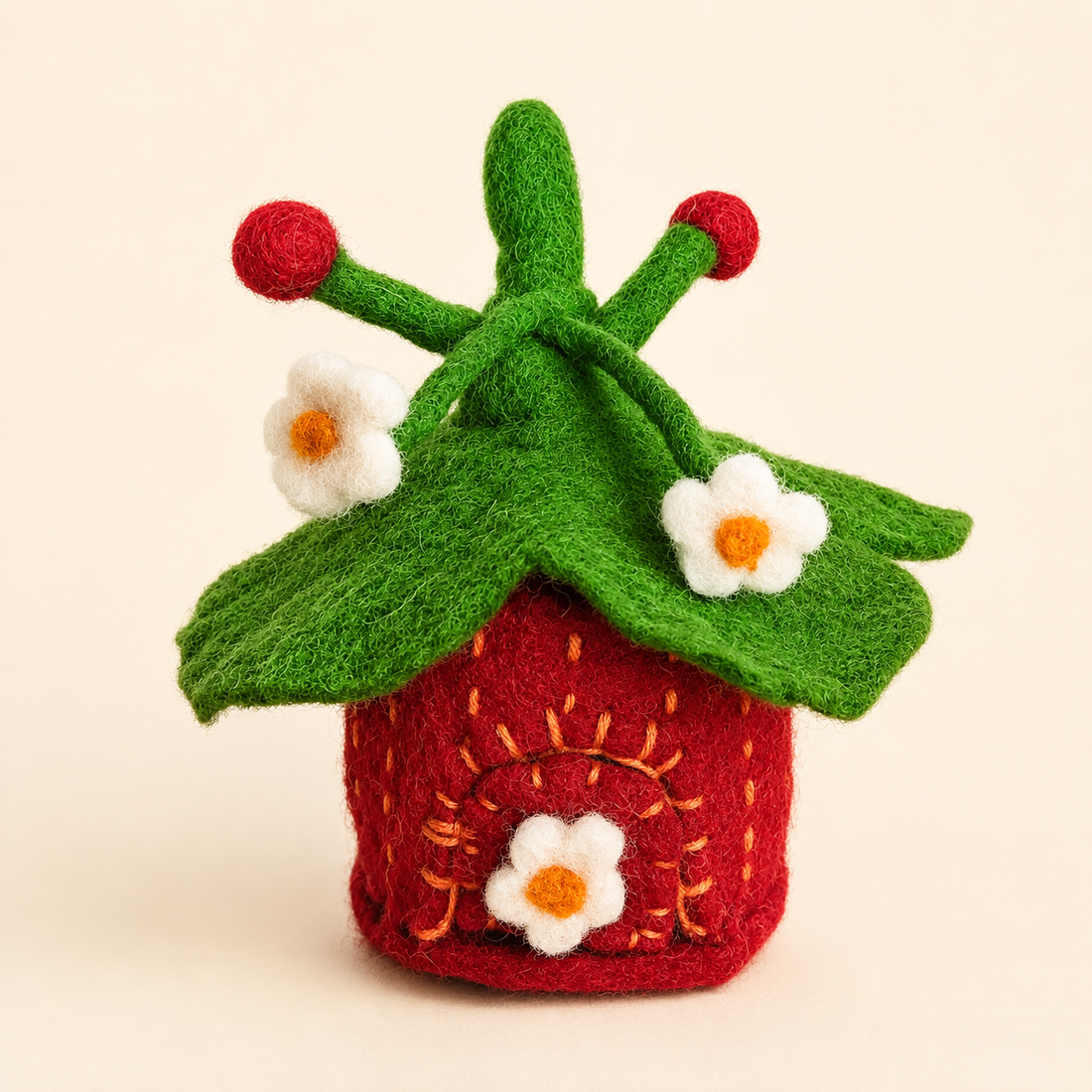 Felt Strawberry Leaf Tiny Home