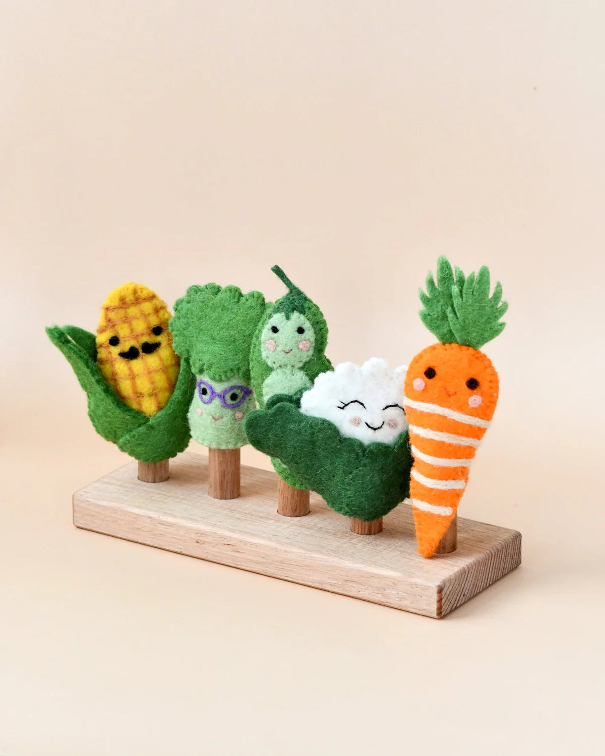 Felt Vegetables, Finger Puppet Set of 5