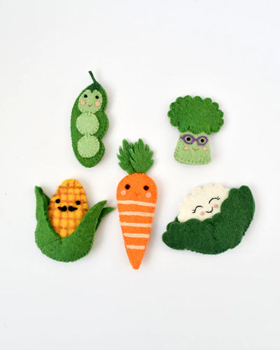 Felt Vegetables, Finger Puppet Set of 5