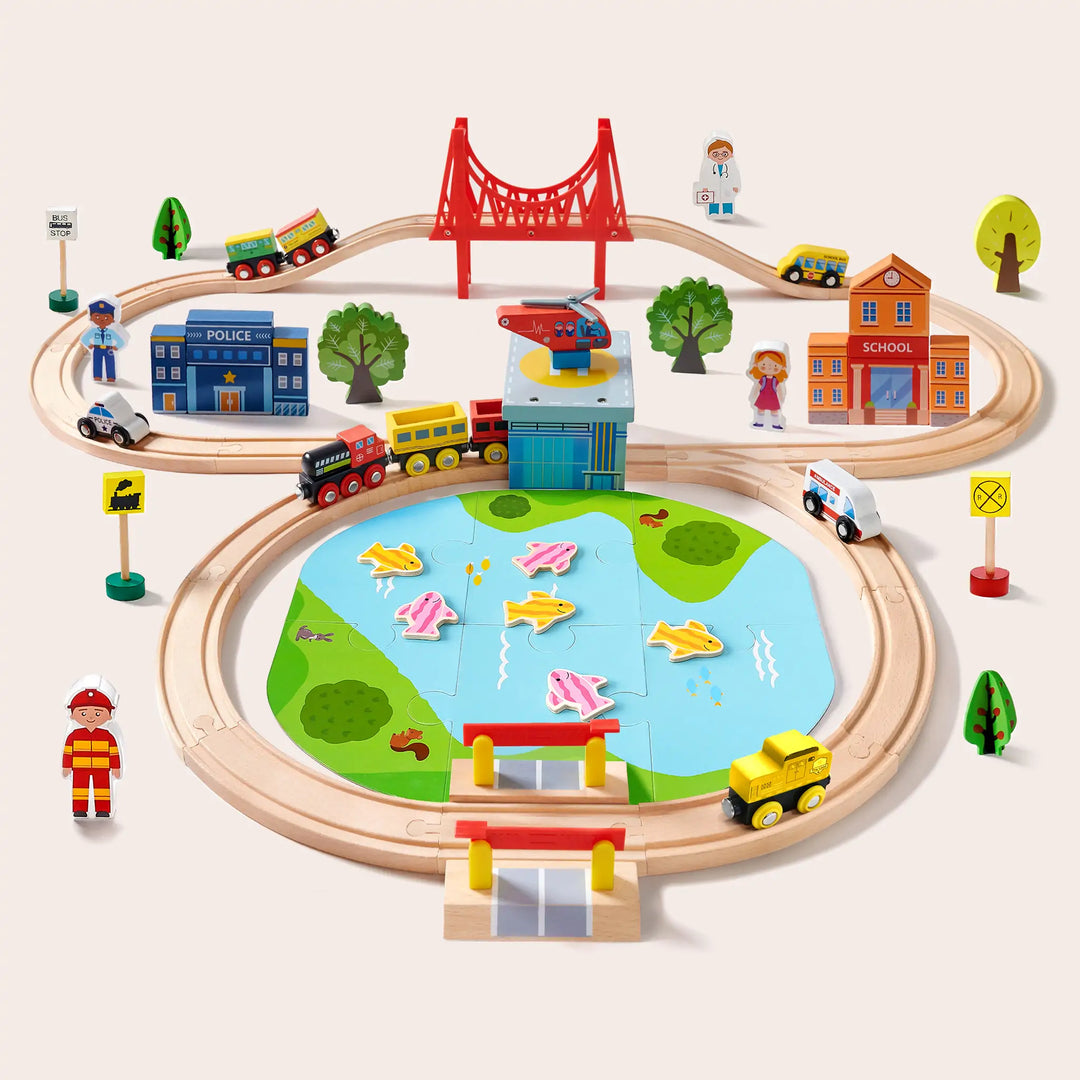 Tiny Land® Wooden Train Set for Children