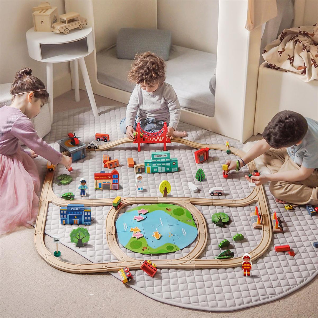 Tiny Land® Wooden Train Set for Children