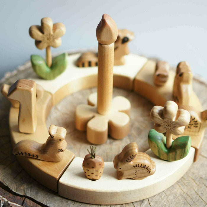 Waldorf Birthday Ring Set, a wooden Waldorf celebration set by Tiny Fox Hole, cut and finished by hand from solid wood