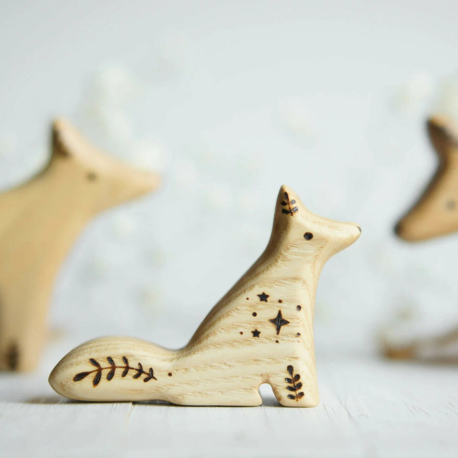 Wooden Baby Wolf, Sitting