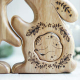 Wooden bunny family announcement puzzle by Tiny Fox Hole (view 2) · view 2