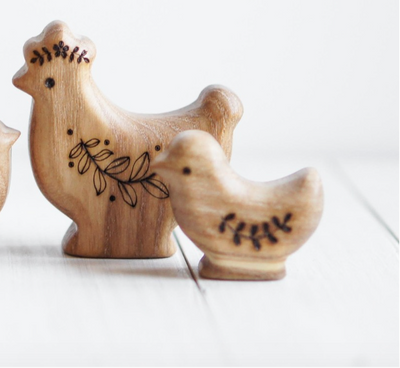 Wooden Chicken Family, Set of 4