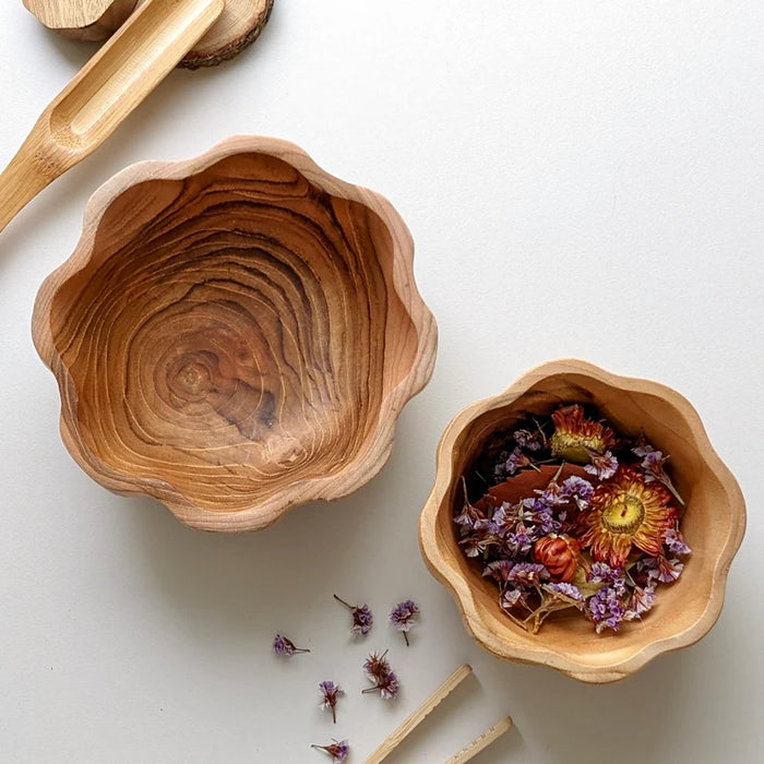 Papoose Wooden Daisy Bowl, Set of 2