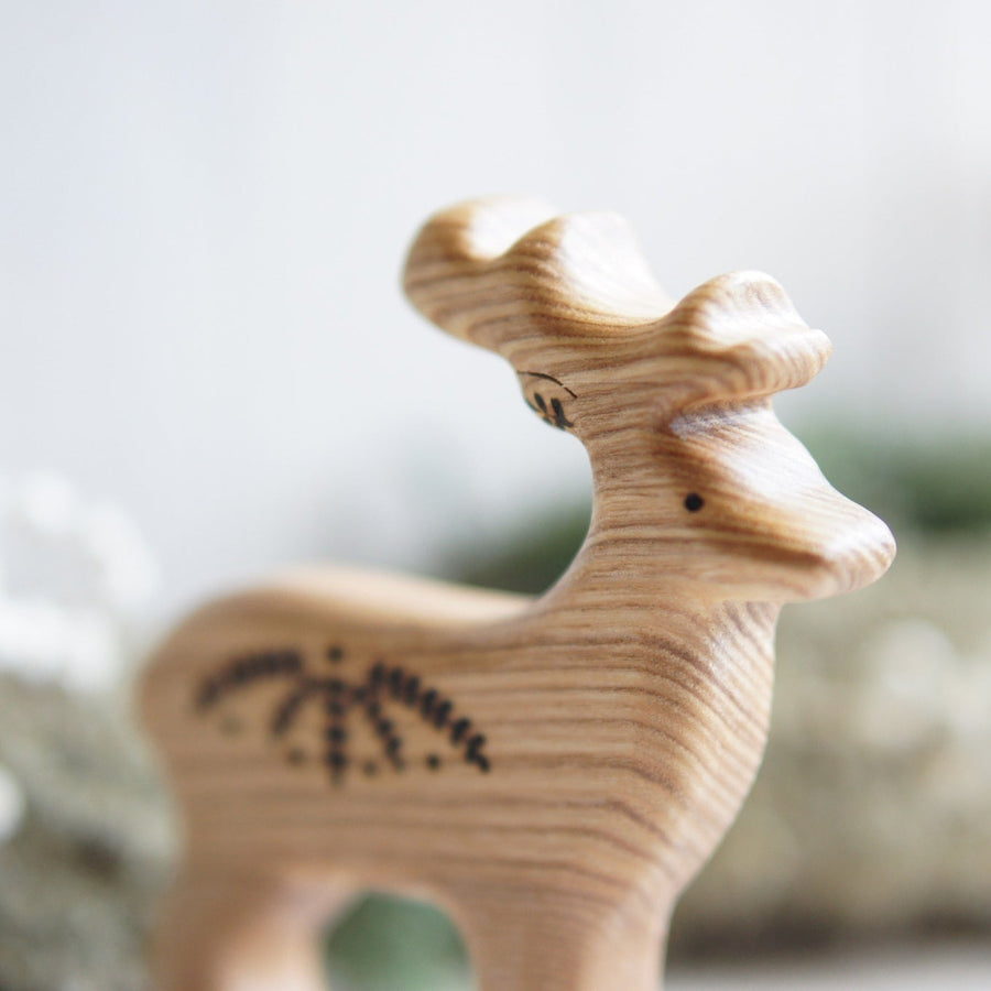 Wooden Stag Toy, a hand-carved wooden toy by Tiny Fox Hole.
