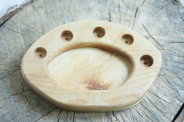 Wooden Treasure Tray, a natural wood loose parts tray by Tiny Fox Hole, cut and finished by hand from solid wood