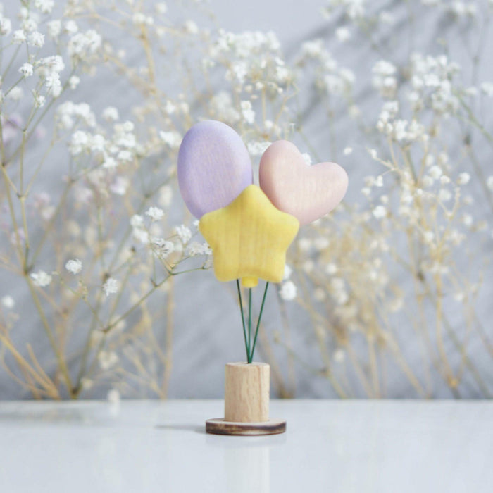 Wooden Balloon Ornament, Lilac Sparkle, a wooden Waldorf celebration piece by Tiny Fox Hole, cut and finished by hand from solid wood