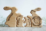 Wooden Bunny Family Announcement Puzzle (Mom, Dad, and Three Little Ones) · view 5