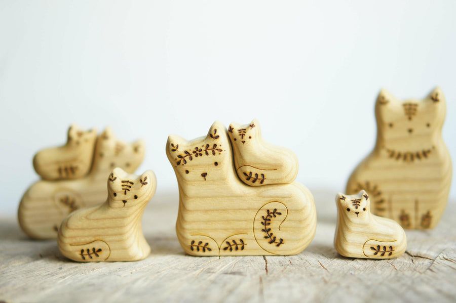 Wooden Cat Family Puzzle