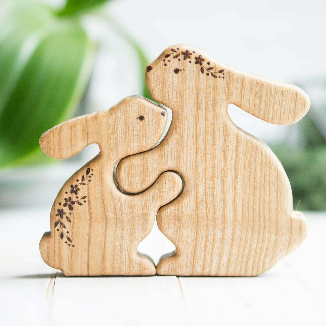 Wooden Mama and Baby Bunny Puzzle