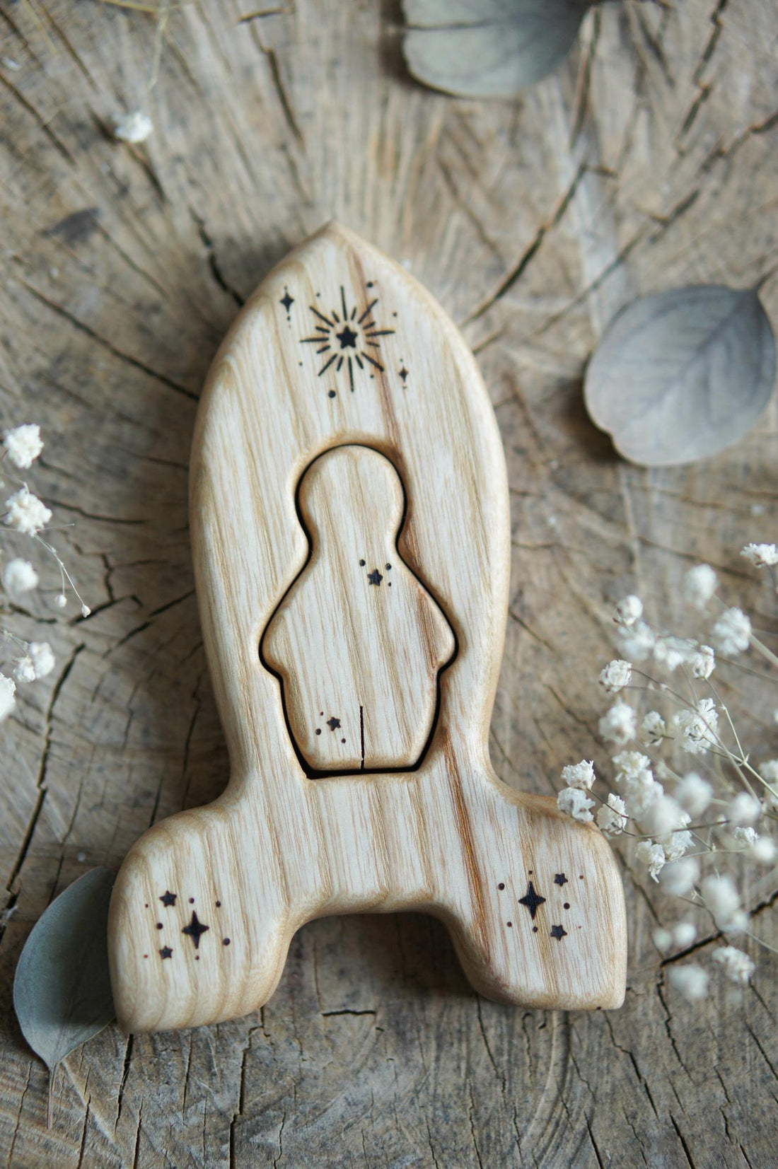 Wooden Rocket Puzzle with Star
