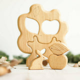 Wooden Tree Puzzle with Apple and Rabbit · view 2
