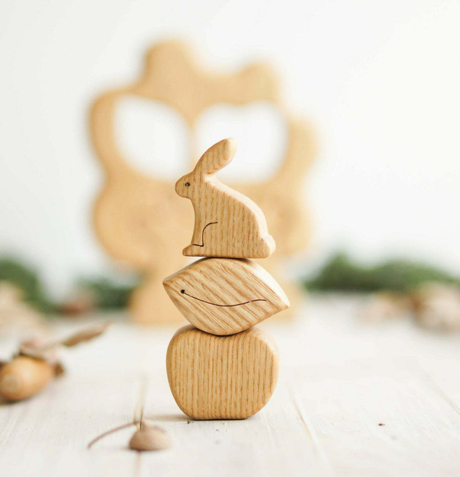 Wooden Tree Puzzle with Apple and Rabbit