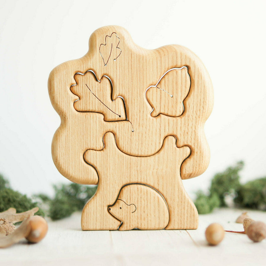 Wooden Tree Puzzle with Hedgehog