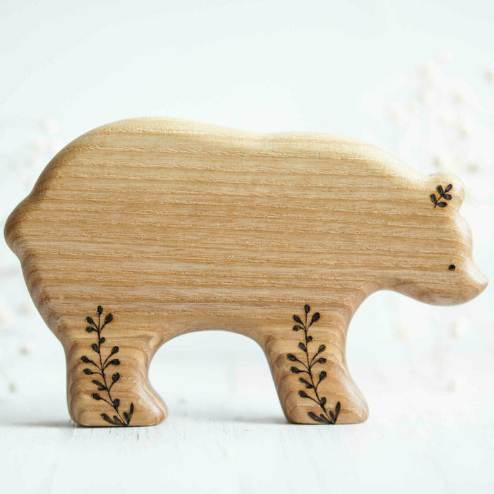 Wooden Bear, Papa, a natural wood animal toy by Tiny Fox Hole, cut and finished by hand from solid wood