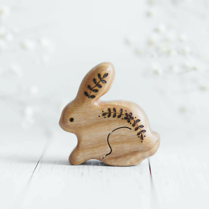Wooden Bunny, No. 6, a natural wood animal toy by Tiny Fox Hole, cut and finished by hand from solid wood