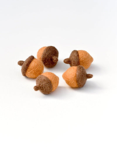 Felt Orange Acorns, Set of 5