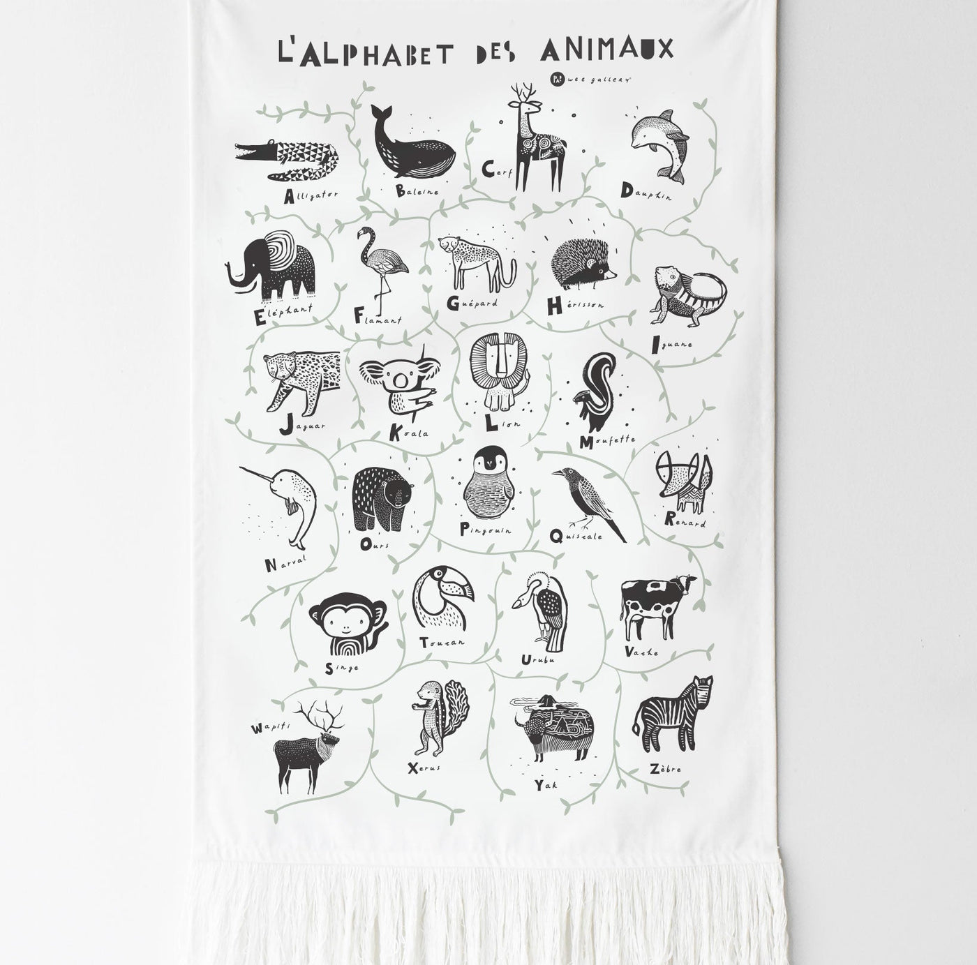 Animal Alphabet Tapestry - French Edition