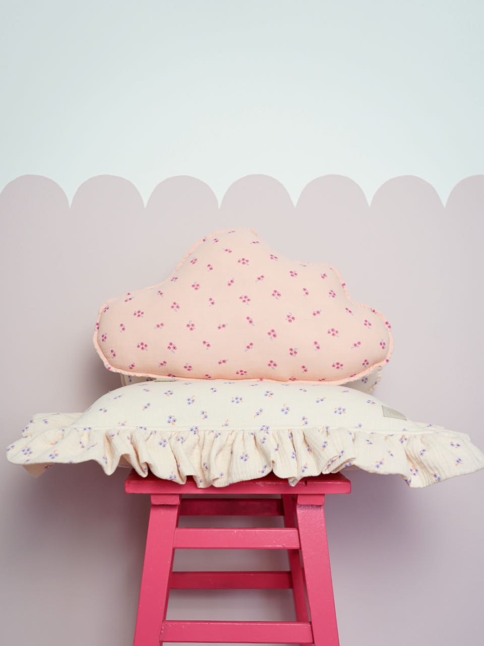 Muslin "Pink Forget-Me-Not" Cloud Pillow