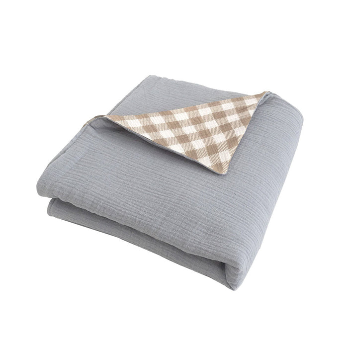 Mon Ami double-sided blue gingham muslin baby play mat