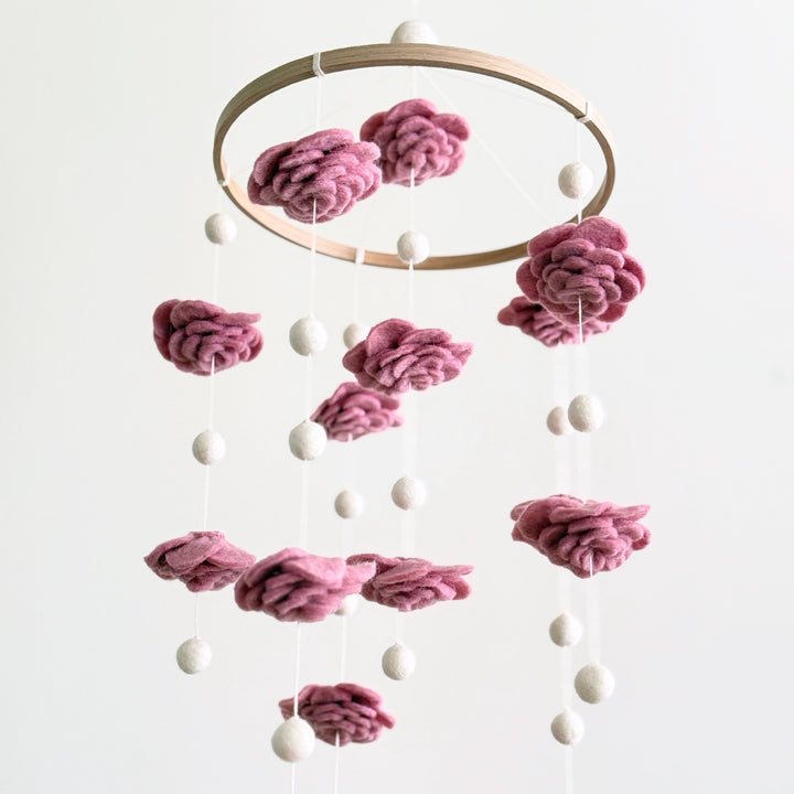 Blush Rose Flower Baby Mobile