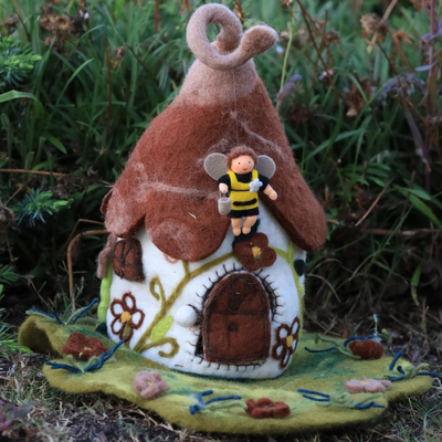 Sale Brown Flower Fairy House and Mat