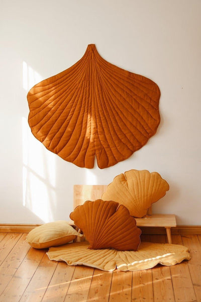 Linen “Caramel” Ginkgo Leaf Pillow