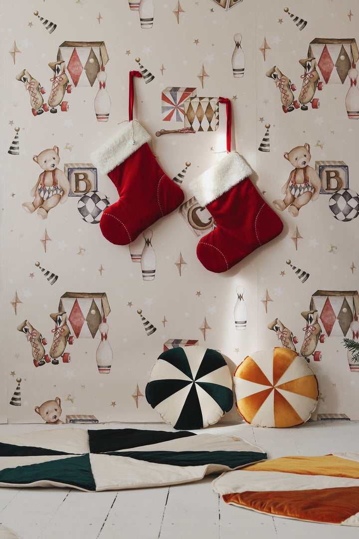 Christmas “Green Candy” Round Patchwork Mat